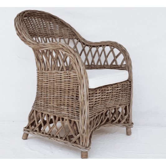 MAJORCA KUBU GREY RATTAN LOUNGE CHAIR ACCENT CHAIR/ ARMCHAIR W/CUSHIONS