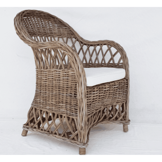 MAJORCA KUBU GREY RATTAN LOUNGE CHAIR ACCENT CHAIR/ ARMCHAIR W/CUSHIONS