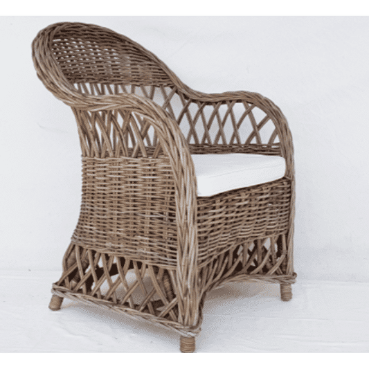MAJORCA KUBU GREY RATTAN LOUNGE CHAIR ACCENT CHAIR/ ARMCHAIR W/CUSHIONS - MyChocolateWood
