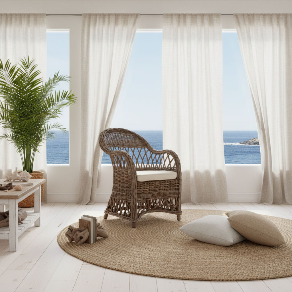 MAJORCA KUBU GREY RATTAN LOUNGE CHAIR ACCENT CHAIR/ ARMCHAIR W/CUSHIONS - MyChocolateWood