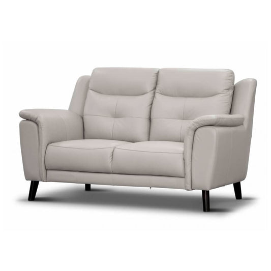 MALANIA 2-SEATER REAL LEATHER SOFA SETTEE COUCH SILVER - MyChocolateWood