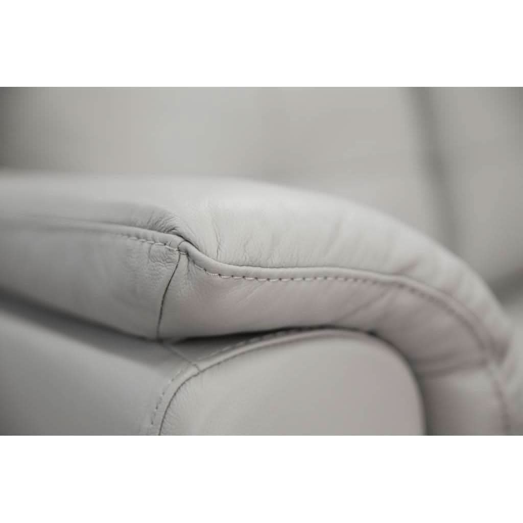 MALANIA 2-SEATER REAL LEATHER SOFA SETTEE COUCH SILVER - MyChocolateWood