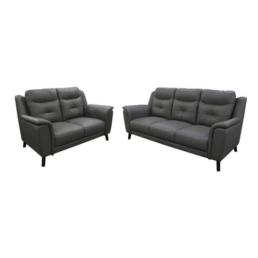MALANIA 3-SEATER + 2-SEATER REAL LEATHER SOFAS PACKAGE DEAL IN GUNMETAL - MyChocolateWood