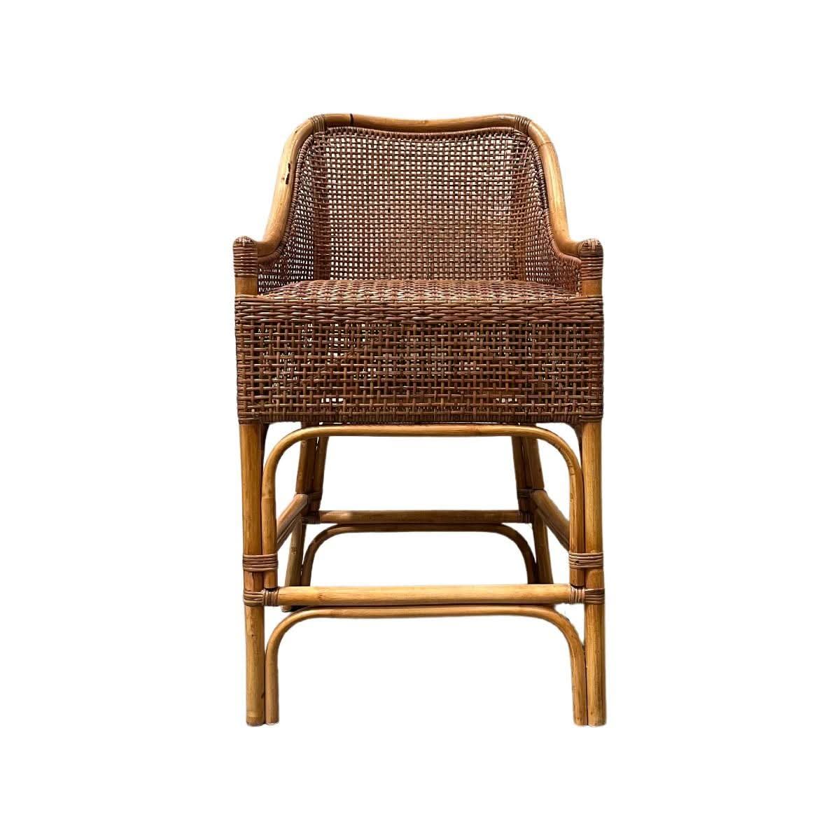 Malibu Hamptons Rattan Counter Stool in Mango Teak - Chocolate Wood