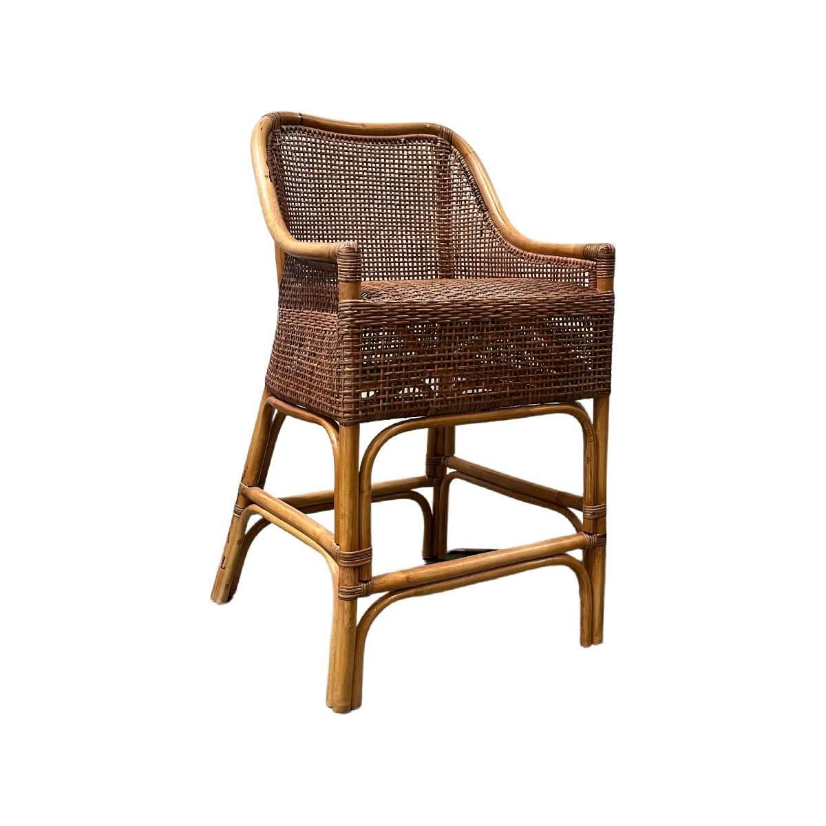 Malibu Hamptons Rattan Counter Stool in Mango Teak - Chocolate Wood