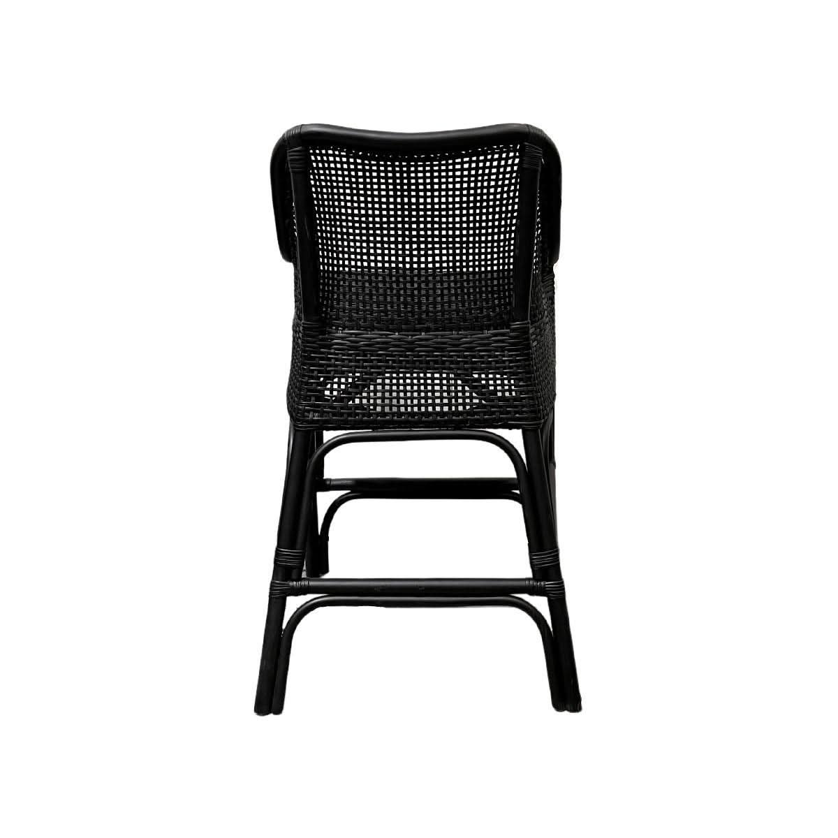 Malibu Hamptons Rattan Counter Stool in Solid Black - Chocolate Wood