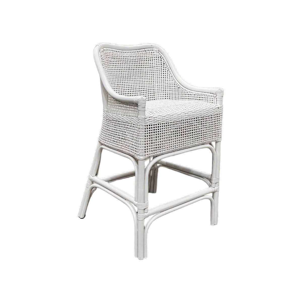 MALIBU HAMPTONS RATTAN COUNTER STOOL IN SOLID WHITE - MyChocolateWood