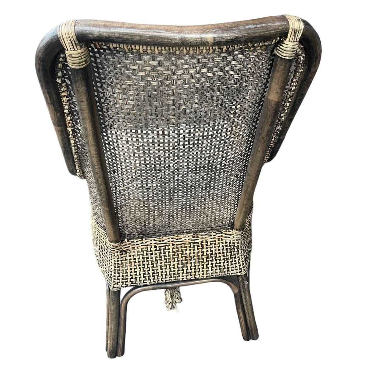 Malibu Hamptons Rattan Dining Chair in Black Shadow - Chocolate Wood