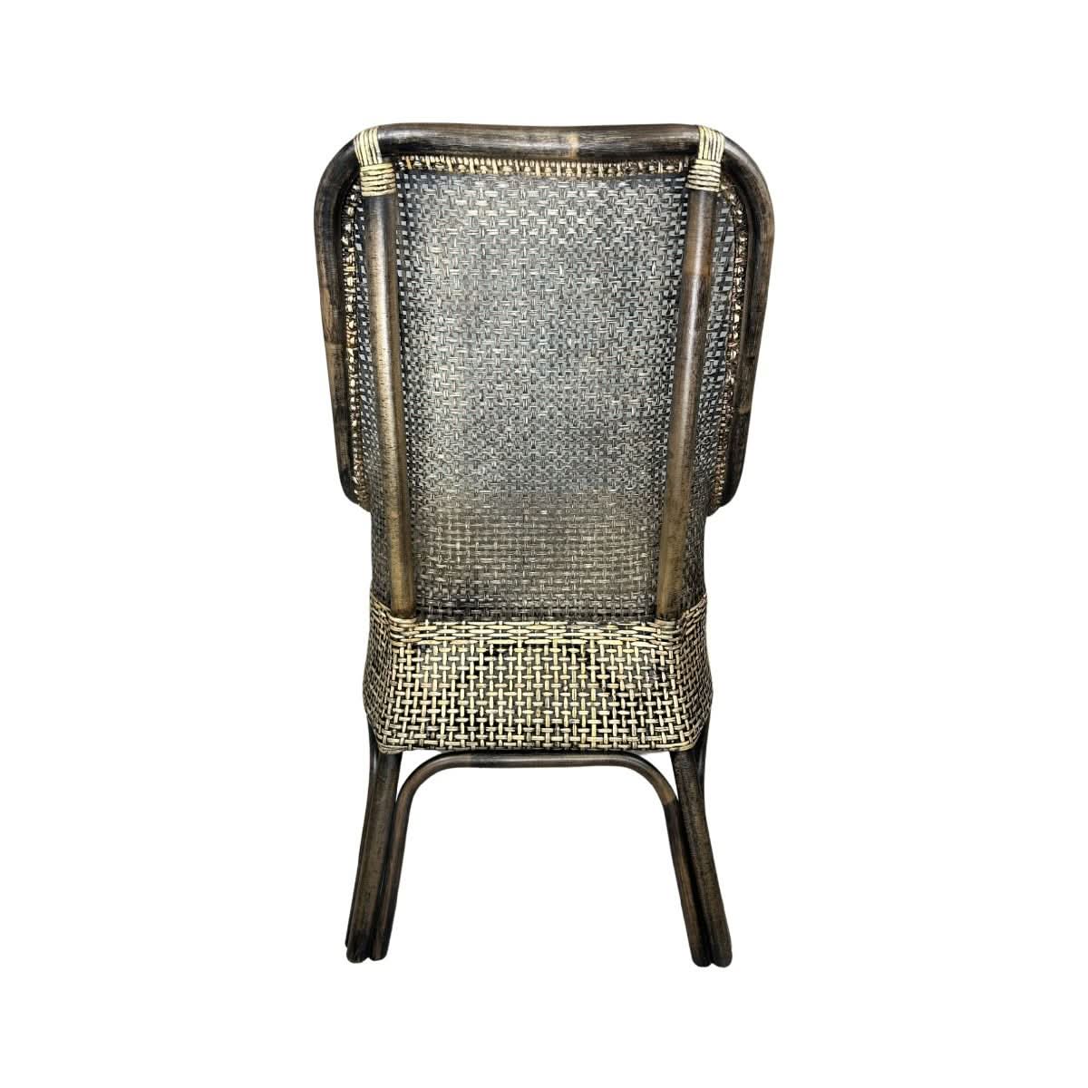 Malibu Hamptons Rattan Dining Chair in Black Shadow - Chocolate Wood