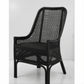 Malibu Hamptons Rattan Dining Chair in Solid Black - Chocolate Wood