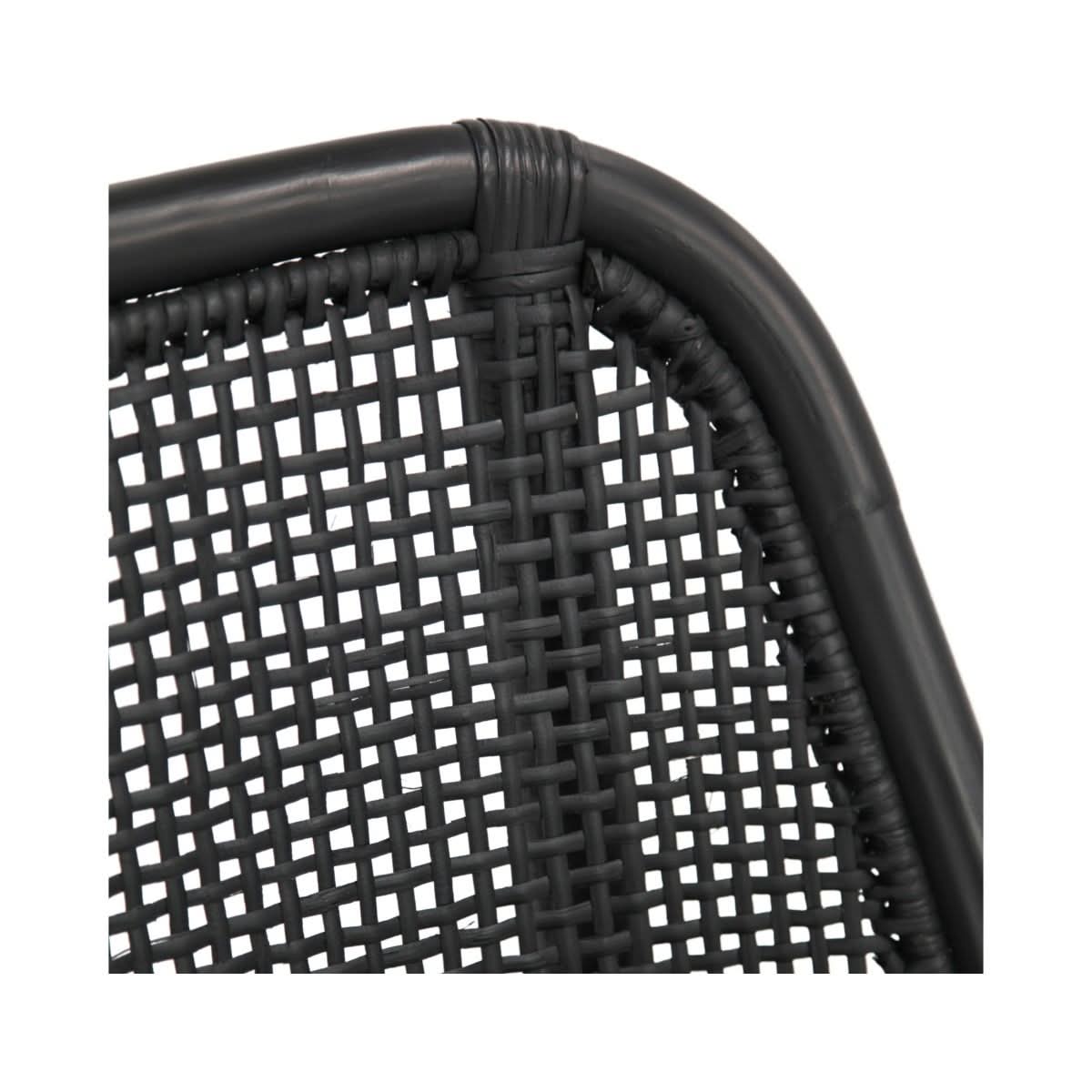 Malibu Hamptons Rattan Dining Chair in Solid Black - Chocolate Wood