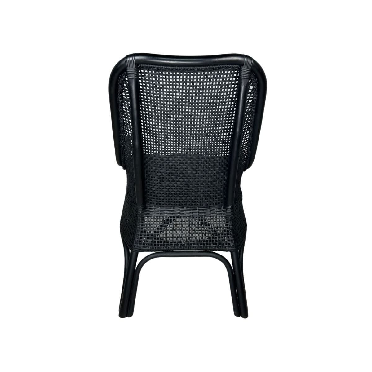 Malibu Hamptons Rattan Dining Chair in Solid Black - Chocolate Wood