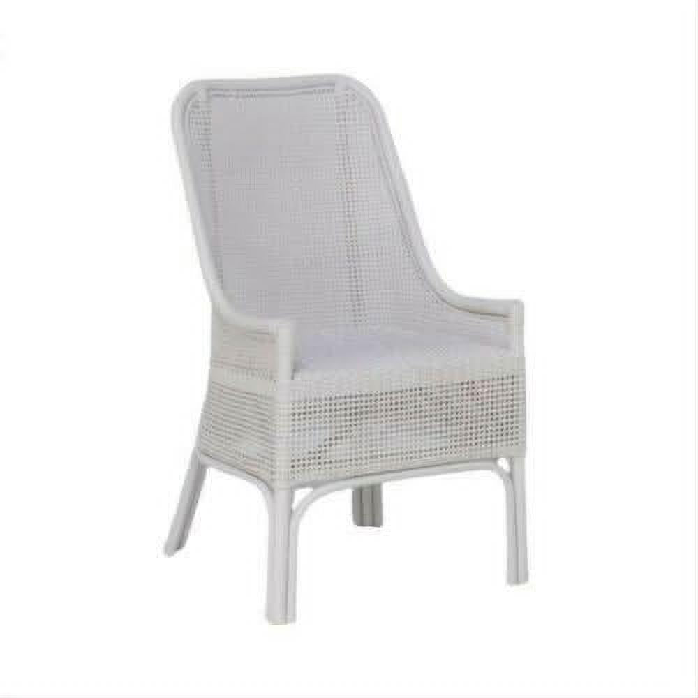 Malibu Hamptons Rattan Dining Chair in Solid White - Chocolate Wood