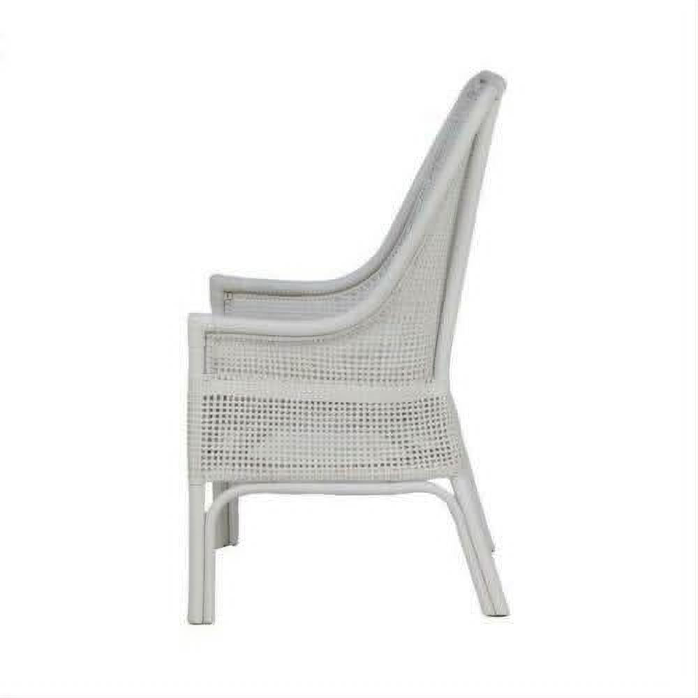 Malibu Hamptons Rattan Dining Chair in Solid White - Chocolate Wood