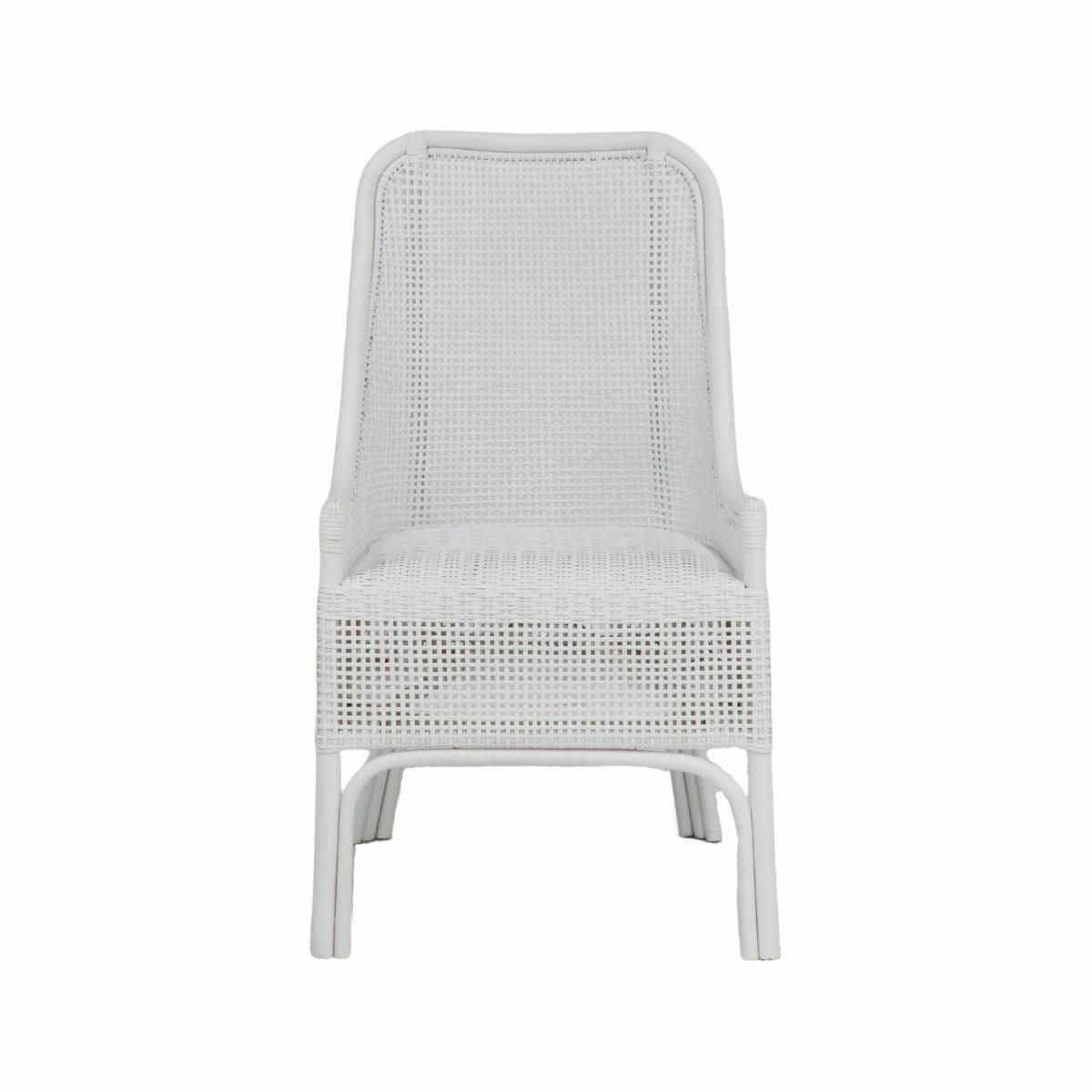 Malibu Hamptons Rattan Dining Chair in Solid White - Chocolate Wood