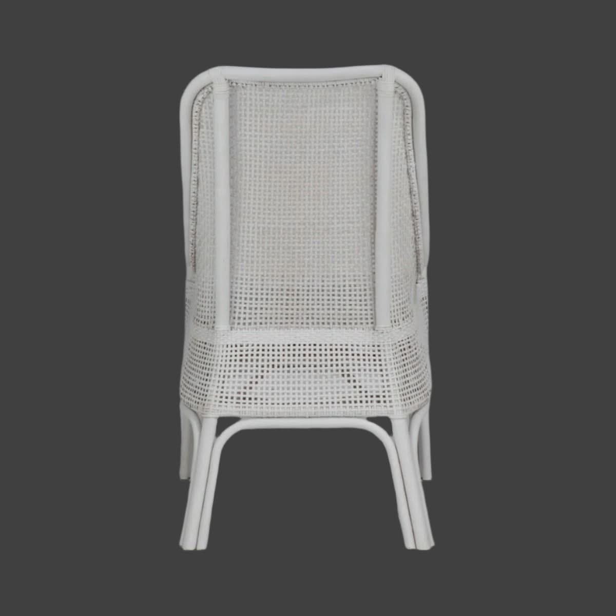 Malibu Hamptons Rattan Dining Chair in Solid White - Chocolate Wood
