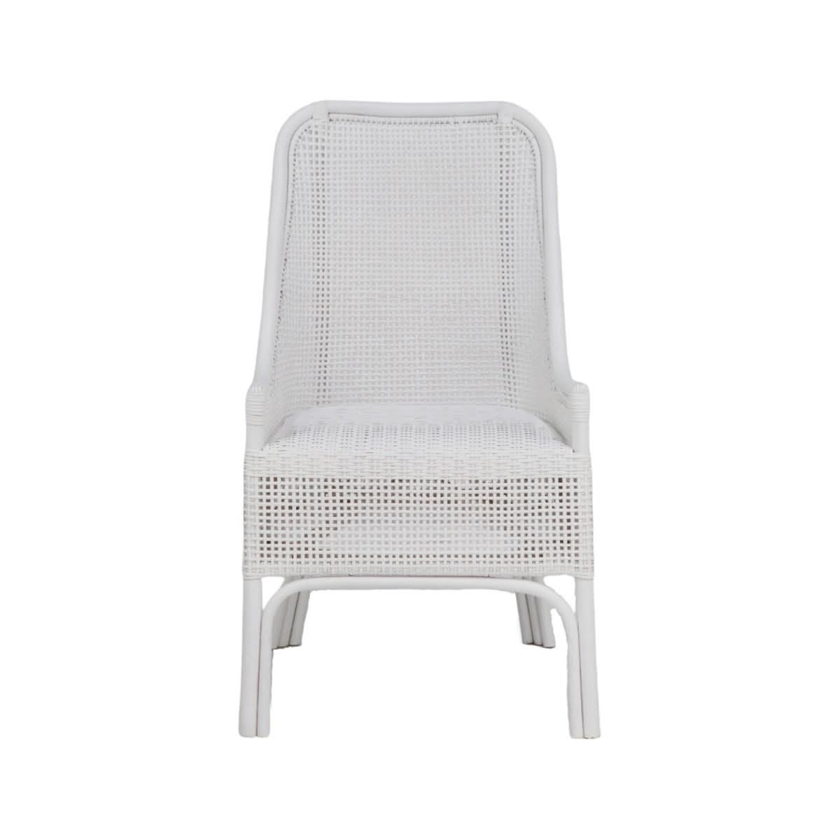 Malibu Hamptons Rattan Dining Chair in Solid White - Chocolate Wood
