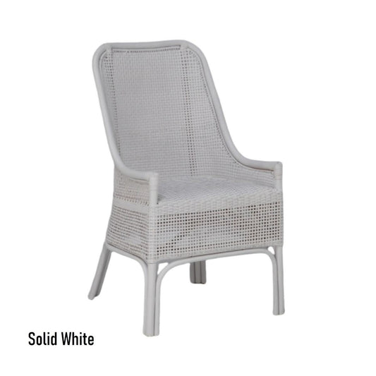 MALIBU HAMPTONS RATTAN DINING CHAIR IN SOLID WHITE - MyChocolateWood