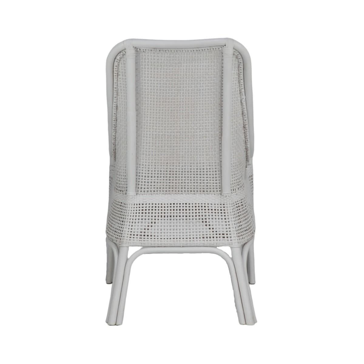 Malibu Hamptons Rattan Dining Chair in Solid White - Chocolate Wood
