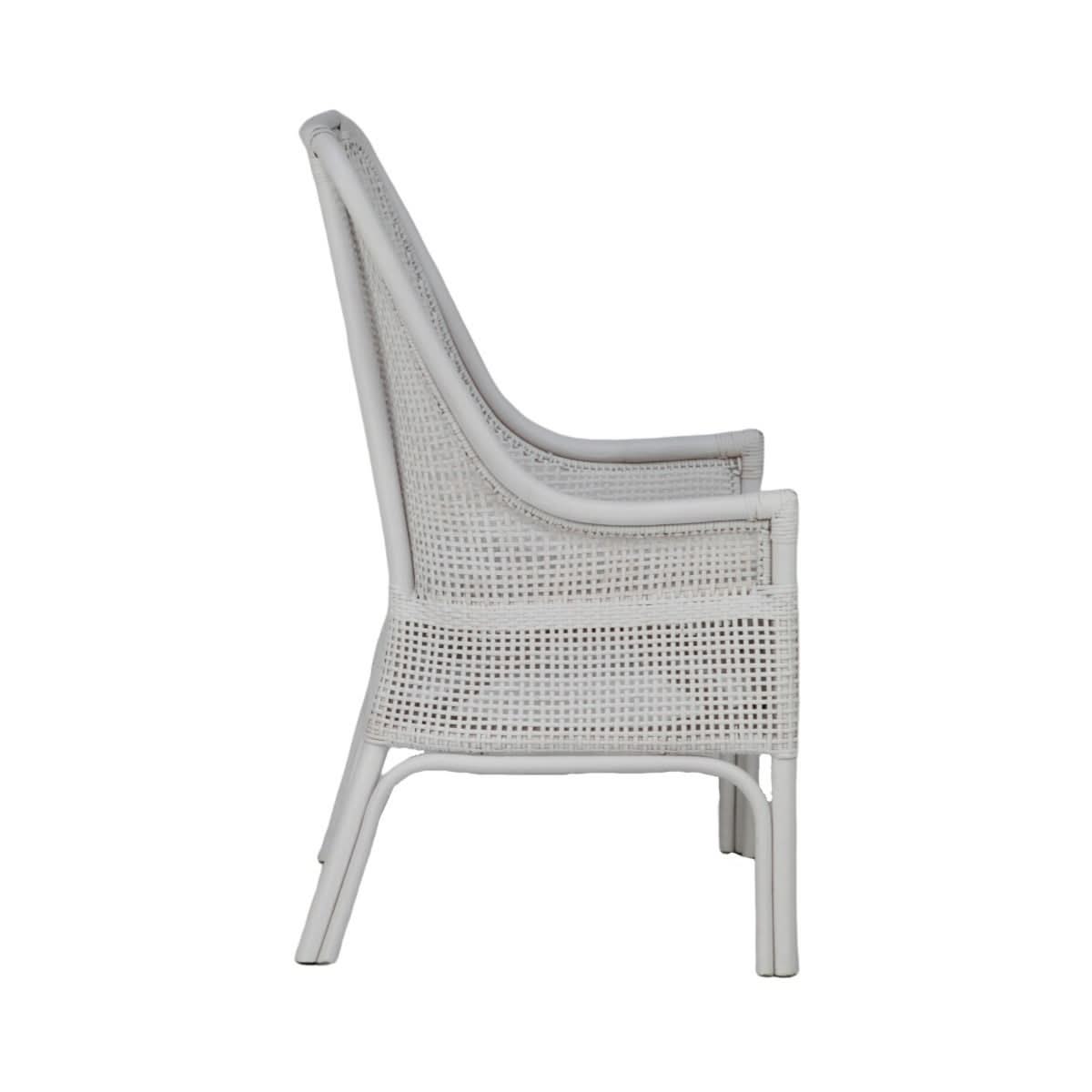 Malibu Hamptons Rattan Dining Chair in Solid White - Chocolate Wood