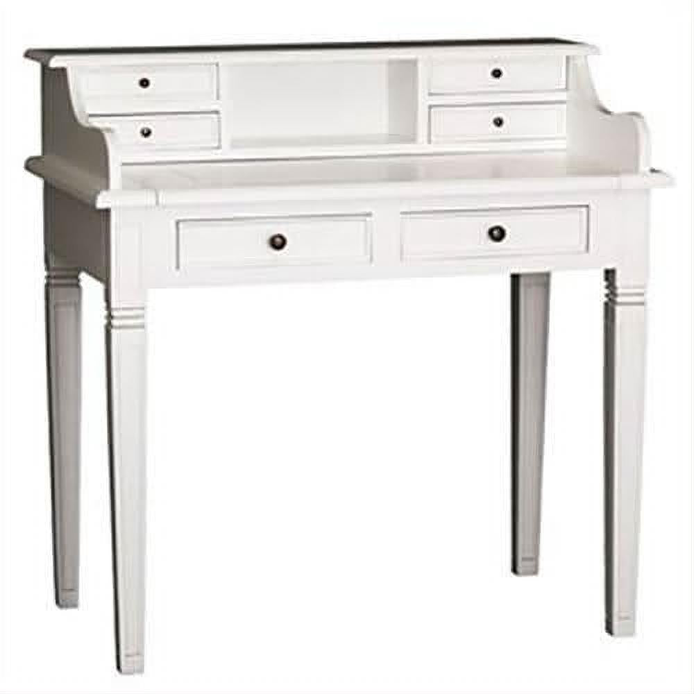 MALLORY SOLID MAHOGANY TIMBER 6-DRAWER SECRETARY DESK IN WHITE