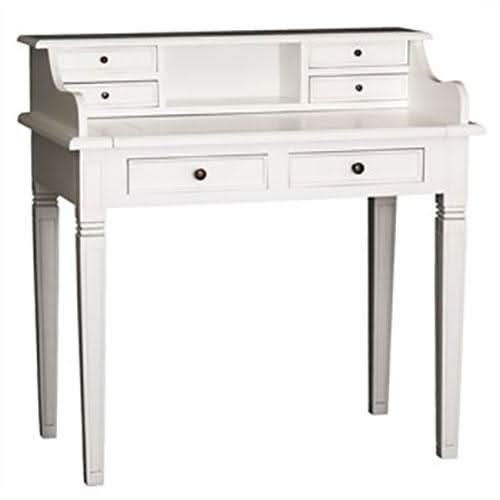 MALLORY SOLID MAHOGANY TIMBER 6-DRAWER SECRETARY DESK IN WHITE - MyChocolateWood