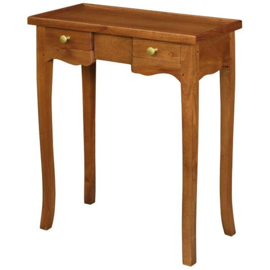 MANDY QUEEN ANN SOLID MAHOGANY 2 DRAWER HALL TABLE/CONSOLE TABLE IN LIGHT PECAN - MyChocolateWood
