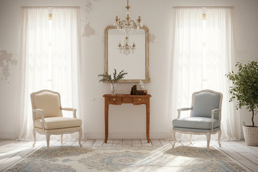 MANDY QUEEN ANN SOLID MAHOGANY 2 DRAWER HALL TABLE/CONSOLE TABLE IN LIGHT PECAN - MyChocolateWood