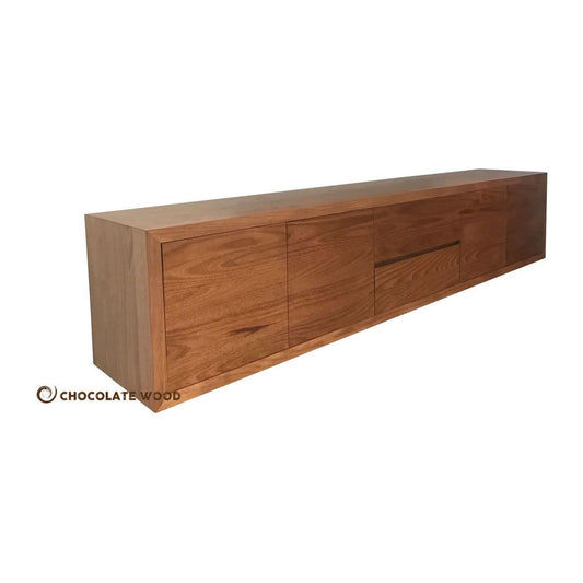 MANHATTAN SOLID WALL-MOUNTED TASSIE OAK TV/ENTERTAINMENT UNIT WITH 4 DOORS & 2 DRAWERS