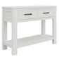 MANLY 110CM 2 DRAWERS CONSOLE/HALL TABLE IN BRUSHED WHITEWASH - MyChocolateWood