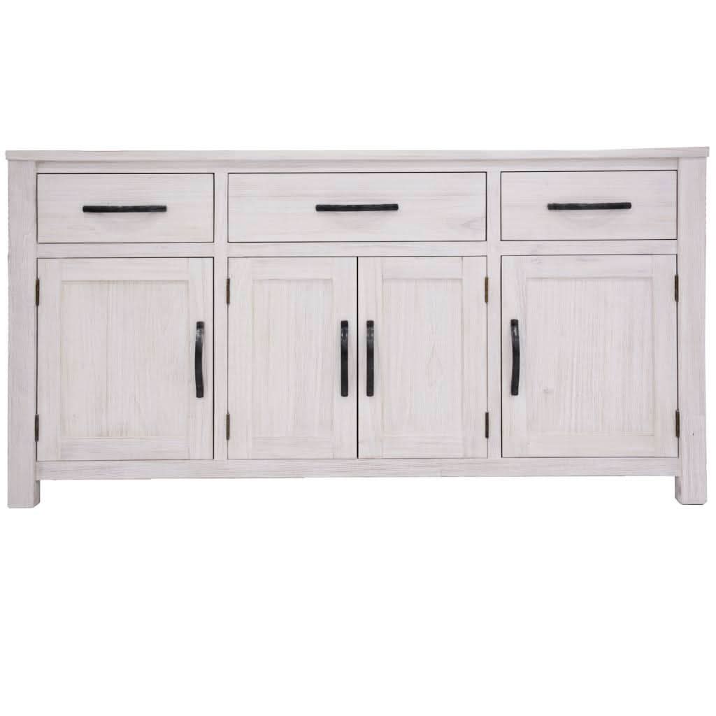 MANLY 158CM 4 DOORS/3 DRAWERS BUFFET/SIDEBOARD IN BRUSHED WHITEWASH - MyChocolateWood