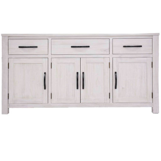 MANLY 158CM 4 DOORS/3 DRAWERS BUFFET/SIDEBOARD IN BRUSHED WHITEWASH - MyChocolateWood