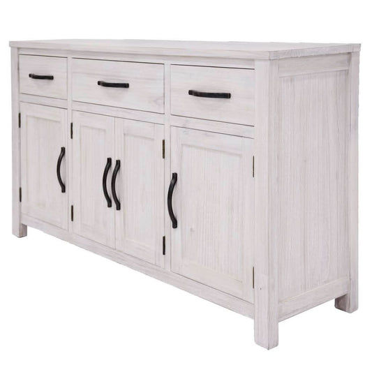 MANLY 158CM 4 DOORS/3 DRAWERS BUFFET/SIDEBOARD IN BRUSHED WHITEWASH - MyChocolateWood