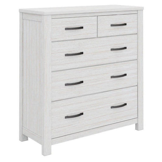 MANLY 5 DRAWER TALLBOYCHEST OF 5 DRAWERS IN BRUSHED WHITEWASH - MyChocolateWood