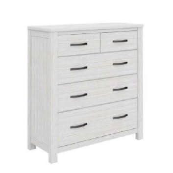 MANLY 5 DRAWER TALLBOYCHEST OF 5 DRAWERS IN BRUSHED WHITEWASH - MyChocolateWood