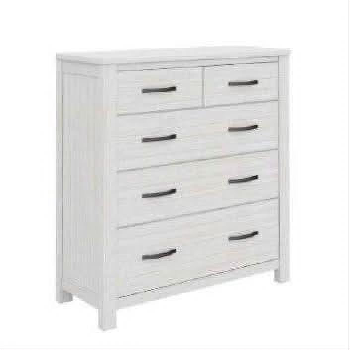 MANLY 5 DRAWER TALLBOYCHEST OF 5 DRAWERS IN BRUSHED WHITEWASH