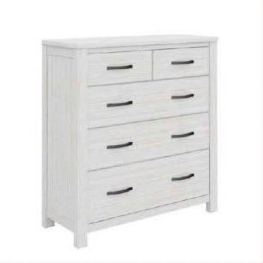 MANLY 5 DRAWER TALLBOYCHEST OF 5 DRAWERS IN BRUSHED WHITEWASH