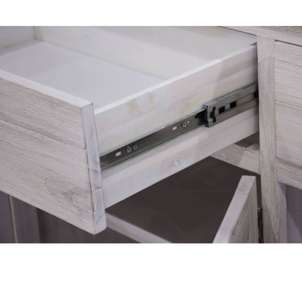 MANLY 50CM 3 DRAWERS BEDSIDE TABLE IN BRUSHED WHITEWASH - MyChocolateWood