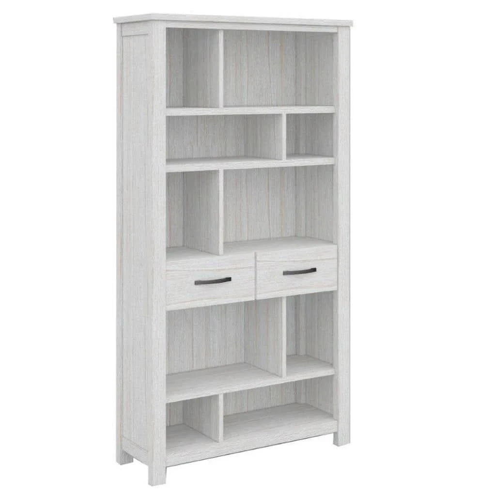 MANLY ABSTRACT BOOKCASE/DISPLAY UNIT IN BRUSHED WHITEWASH - MyChocolateWood