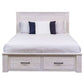 MANLY DOUBLE BED WITH 2 DRAWERS IN BRUSHED WHITEWASH - MyChocolateWood