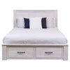 Manly Bed with 2 Drawers in Brushed Whitewash, Double - Chocolate Wood
