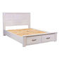 MANLY DOUBLE BED WITH 2 DRAWERS IN BRUSHED WHITEWASH - MyChocolateWood