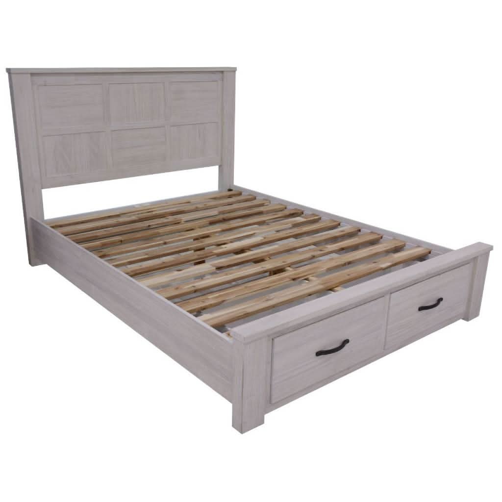 Manly King Bed, Dresser, Mirror & 2 Bedside Tables Package - Chocolate Wood
