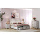 Manly King Bed, Tallboy & 2 Bedside Tables Package in Brushed Whitewash - Chocolate Wood