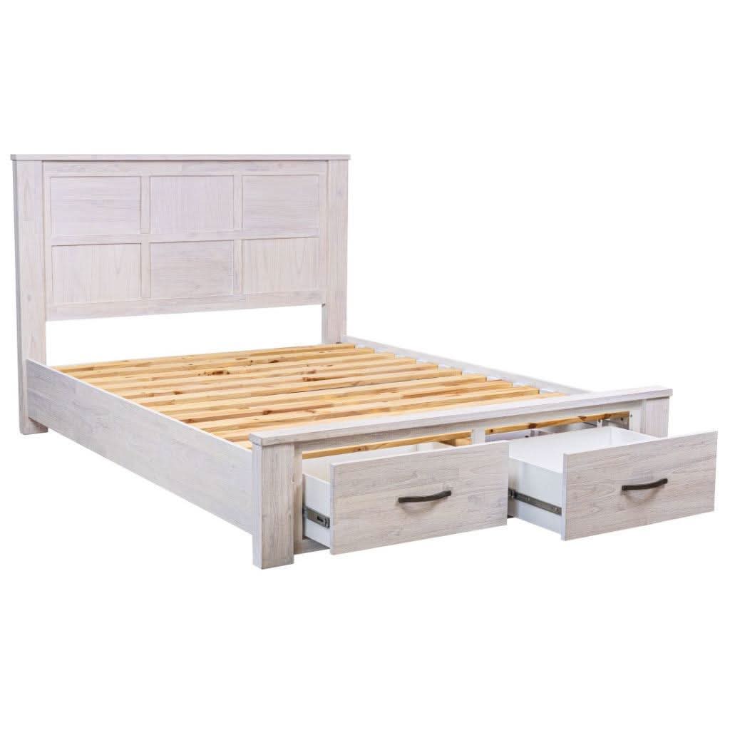 Manly King Bed, Tallboy & 2 Bedside Tables Package - Chocolate Wood