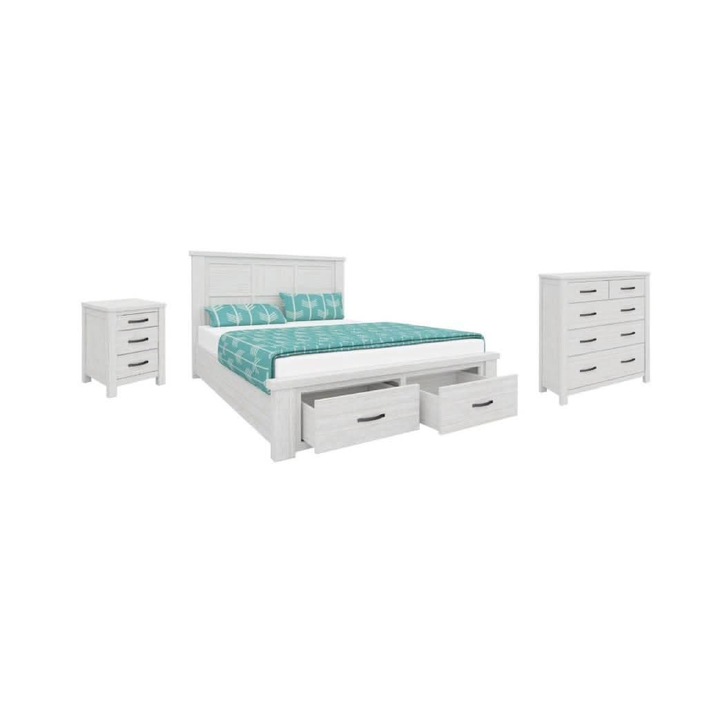 Manly King Bed, Tallboy & 2 Bedside Tables Package - Chocolate Wood