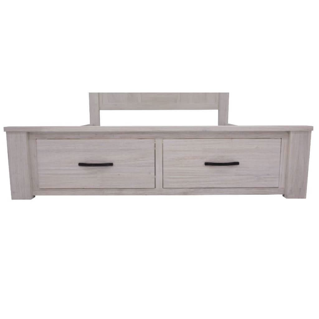 Manly Queen Bed, Dresser, Mirror & 2 Bedside Tables Package - Chocolate Wood