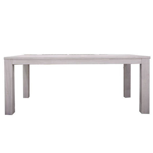 MANLY SOLID MOUNTAIN ASH DINING TABLE 190CM + 6 MANLY DINING CHAIRS IN BRUSHED WHITEWASH PACKAGE DEAL - MyChocolateWood