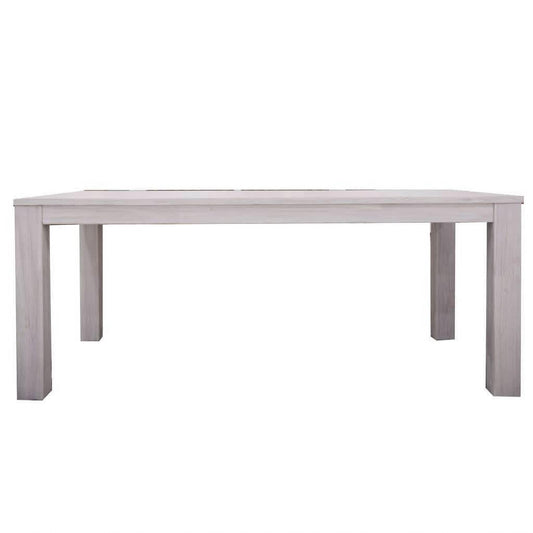 MANLY SOLID MOUNTAIN ASH DINING TABLE 190CM + 6 MANLY DINING CHAIRS IN BRUSHED WHITEWASH PACKAGE DEAL