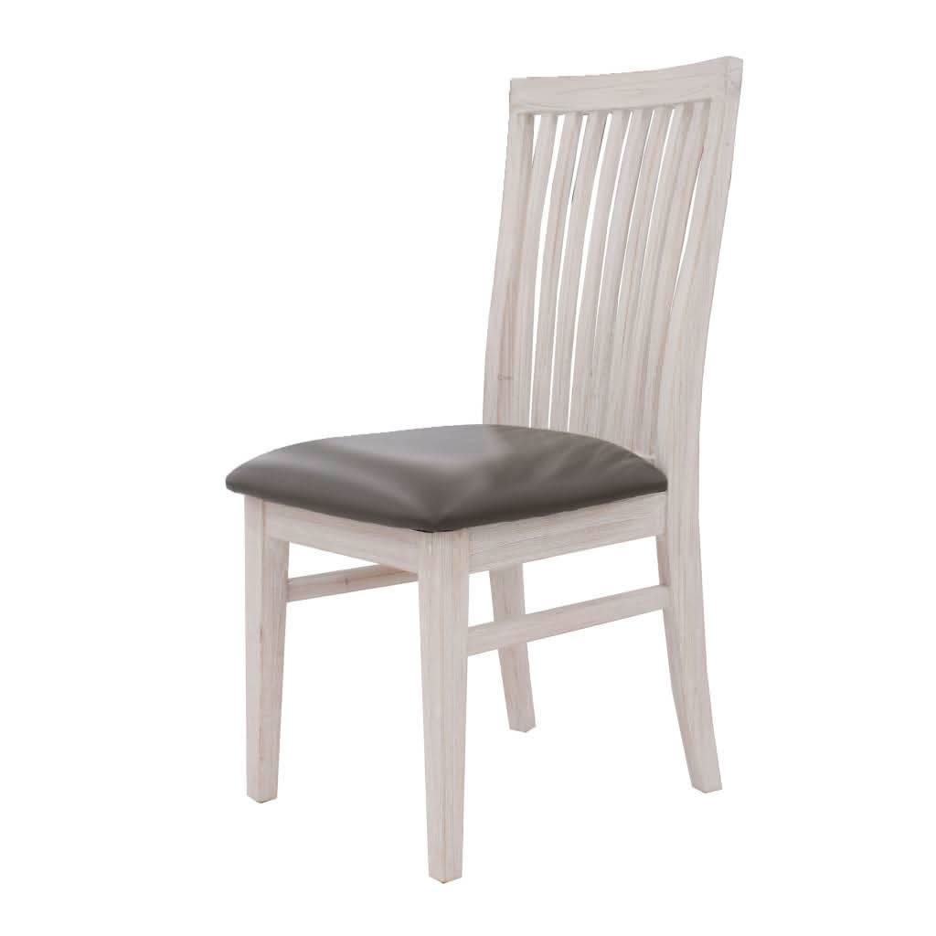 Manly Solid Mountain Ash Timber Dining Table 225cm with 8 Brushed Whitewash Manly Dining Chairs, natural wood finish, modern dining set